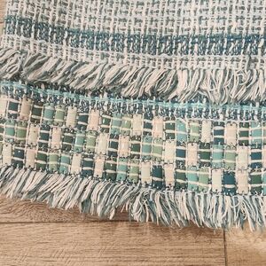 Tory Burch Teal and White Fringe Accent Cover